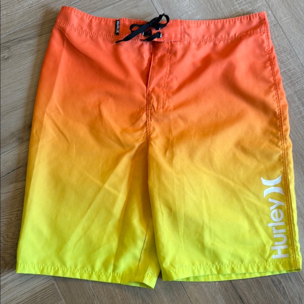 Hurley Orange and Yellow Board Shorts with Gradient Design